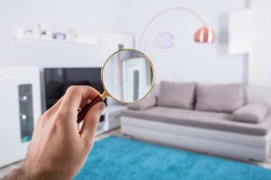 looking at a living room through a hand held magnifying glass